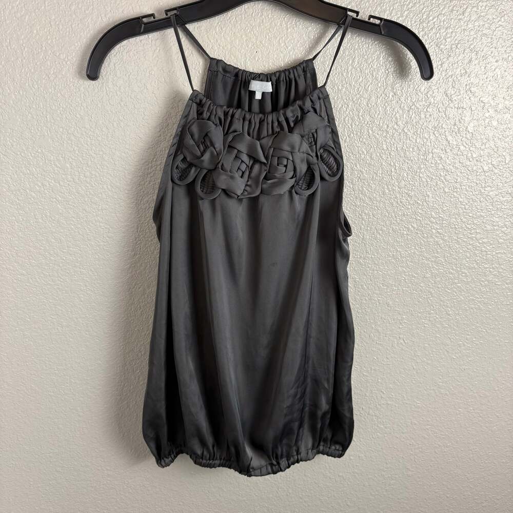 Violet and Claire Size Small Floral Spaghetti Strap Bubble Grey Tank Top Blouse
